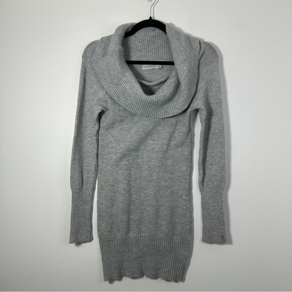 Revolve Lioness Gray Cowl Neck Long Sleeve Sweater Dress Size XS